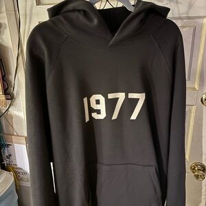 Essentials Charcoal Hoodie with 1977 Print